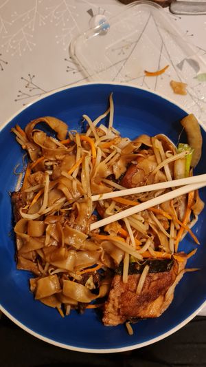 Ho fan vegan chicken and vegan fish at Hong Kong Vegan in Wakefield