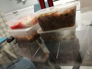 Leftovers for the next day (as I said, they are not stingy with their portion sizes) at Hong Kong Vegan in Wakefield