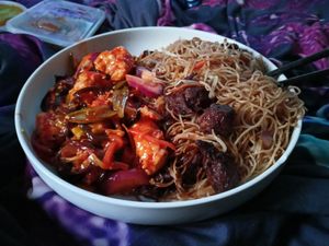 Szechuan Vegan chicken + vegan lamb vermicelli 🤤 at Hong Kong Vegan in Wakefield