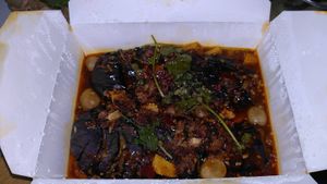Dragon aubergine (order this, it's amazing) at Hong Kong Vegan in Wakefield