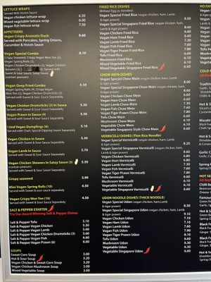 Menu board   at Hong Kong Vegan in Wakefield