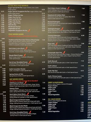 Menu board   at Hong Kong Vegan in Wakefield