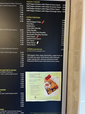 Menu board   at Hong Kong Vegan in Wakefield