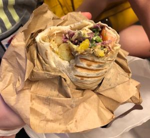 The sabich vegan wrap  at Taïm Streetfood in Vienna