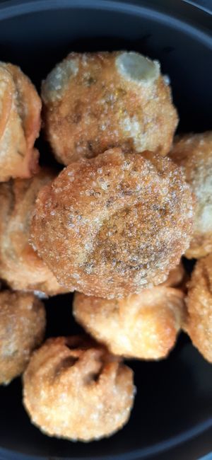 Vegan dumplings, fried at MOMO Kitchen in Chesapeake