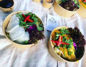 Takeaway papaya salad and tofu rice crepe  at Nón Lá Restaurant in Basel