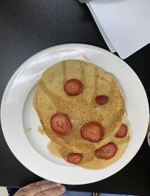 Blueberry pancakes!   at Earth To Us in Raleigh
