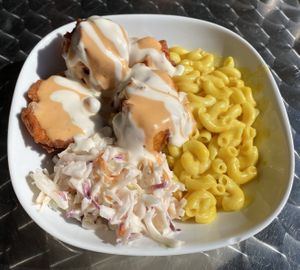 Cauliflower Wings and Mac n Cheese   at Earth To Us in Raleigh