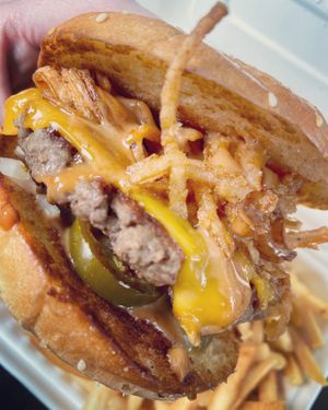 Onion burger special! 🍔 at The Trashy Vegan in Asheville