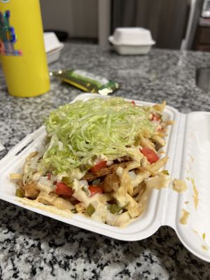 Loaded Fries DOUSED in trash-fil-a sauce  at The Trashy Vegan in Asheville