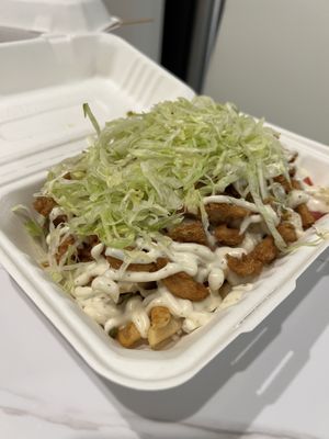 Mini-Loaded Fries…Yes, this is the mini version 🤯  at The Trashy Vegan in Asheville