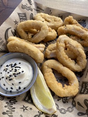 Vegan calamari!  at Mad Mad Vegan - Lavapiés in Madrid