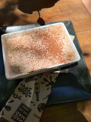 Delicious creamy tiramissu. Texture of a cloud! ☁️  at Mad Mad Vegan - Lavapiés in Madrid