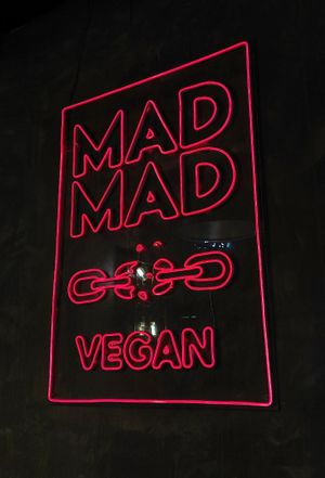 Neon Sign inside at Mad Mad Vegan - Lavapiés in Madrid