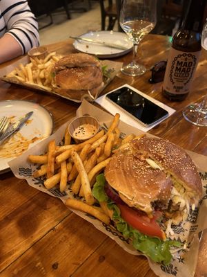 Burgers and fries   at Mad Mad Vegan - Lavapiés in Madrid
