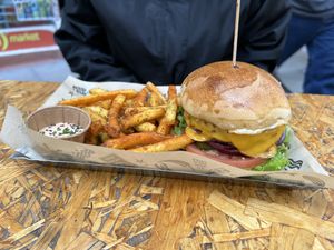 Double Cheese Vacon (with Cajún fries)  at Mad Mad Vegan - Lavapiés in Madrid