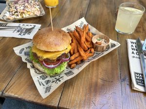 Double Cheese Vacon (with Sweet Potato fries)  at Mad Mad Vegan - Lavapiés in Madrid