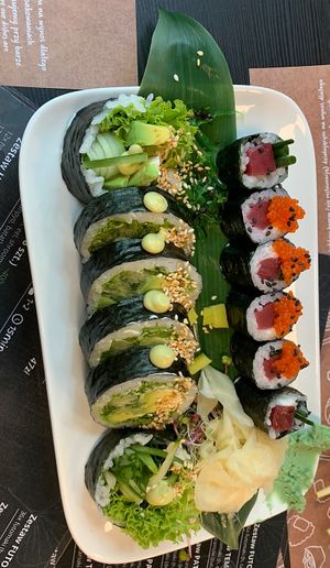 Futomaki and tuna maki  at Yami Vegan Sushi in Katowice