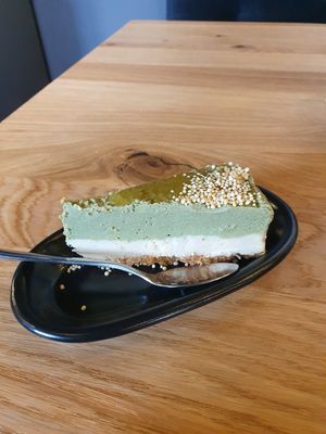 Matcha cashew cake at Yami Vegan Sushi in Katowice