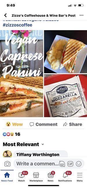 Can’t wait to go back for this—screenshot of their Facebook post! 💖 at Zizzo's Coffeehouse & Wine Bar in Capitola