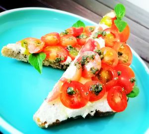 Caprese toast. (vegan)  at Camu Camu cafe in Playa Del Carmen