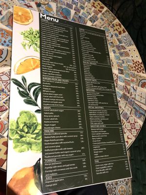 Menu on 27.11.21. Opening hours are correct, until ~9pm each night, not open Mondays. at Veganecessity Cafe in Phuket