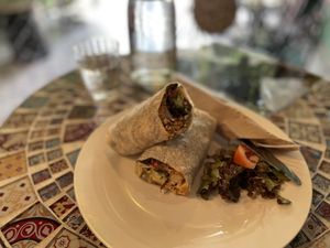 Veggie nugget wrap at Veganecessity Cafe in Phuket