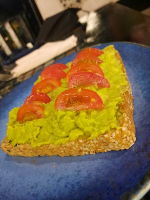 Mashed Avocado on sourdough bread at Veganecessity Cafe in Phuket