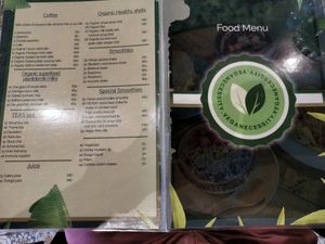 Menu at Veganecessity Cafe in Phuket