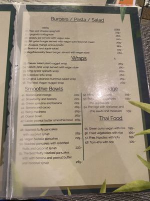 Great menu   at Veganecessity Cafe in Phuket