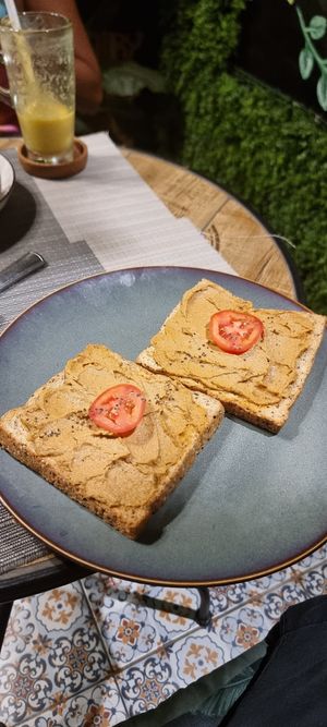Cashew cream cheese on toast at Veganecessity Cafe in Phuket