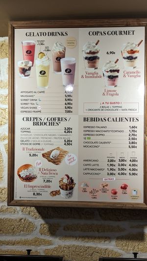 Vegan shake on menu at Amorino in Pamplona