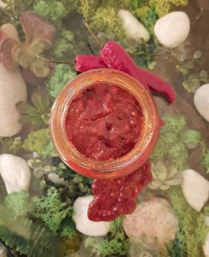 Our famous Sambal chilli sauce, (free) available on request  at The Green House in Santiago De Compostela