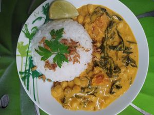 Sweet potato and chickpea curry at The Green House in Santiago De Compostela