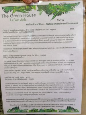 Vegan menu   at The Green House in Santiago De Compostela
