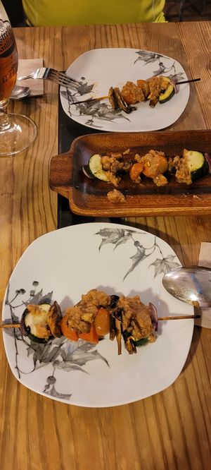 Brochetas Satay at The Green House in Santiago De Compostela