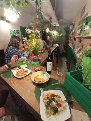 Really good food. We tryed rice with chickpeas and noodles. 🌱💙 at The Green House in Santiago De Compostela