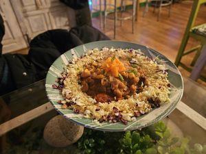 Peanut stew (dish from The Gambia). at The Green House in Santiago De Compostela