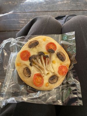 vegan cheese pizza bread c:  at Sasanohapan in Osaka