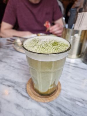 Vanilla Pistachio Matcha Latte at LUUC Café in Karlsruhe