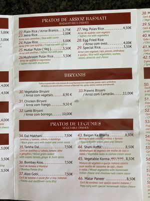 Vegetable Dishes  at Indian Palace in Estoril