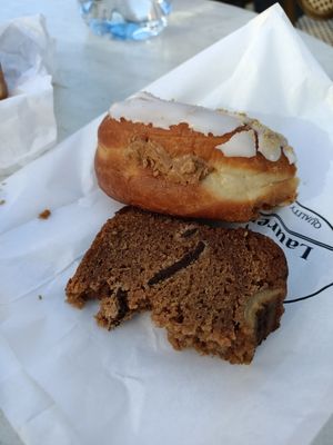 Vegan doughnut and banana bread at Laurents in North West London
