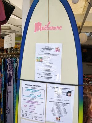 Menu at Maâbanana in Moliets