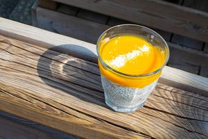 An awesome chia pudding topped with mango and coconut. :). So tasty. at Maâbanana in Moliets