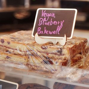 Vegan blueberry bakewell at Love Peace & Coffee in Edinburgh