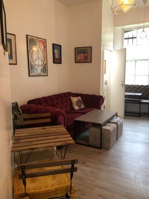 Rear of premises  at Love Peace & Coffee in Edinburgh