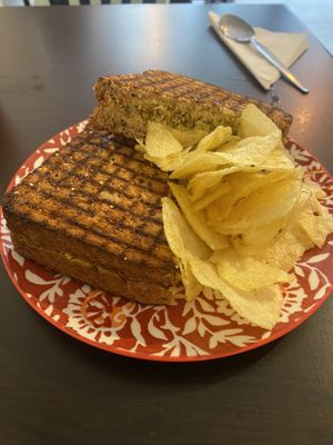 Falafel and hummus toastie #veganuary   at Love Peace & Coffee in Edinburgh