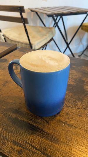 Latte with oat milkk  at Love Peace & Coffee in Edinburgh