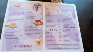 Menu at Love Peace & Coffee in Edinburgh