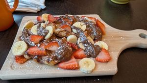 Waffles with "the Anna" toppings at Love Peace & Coffee in Edinburgh